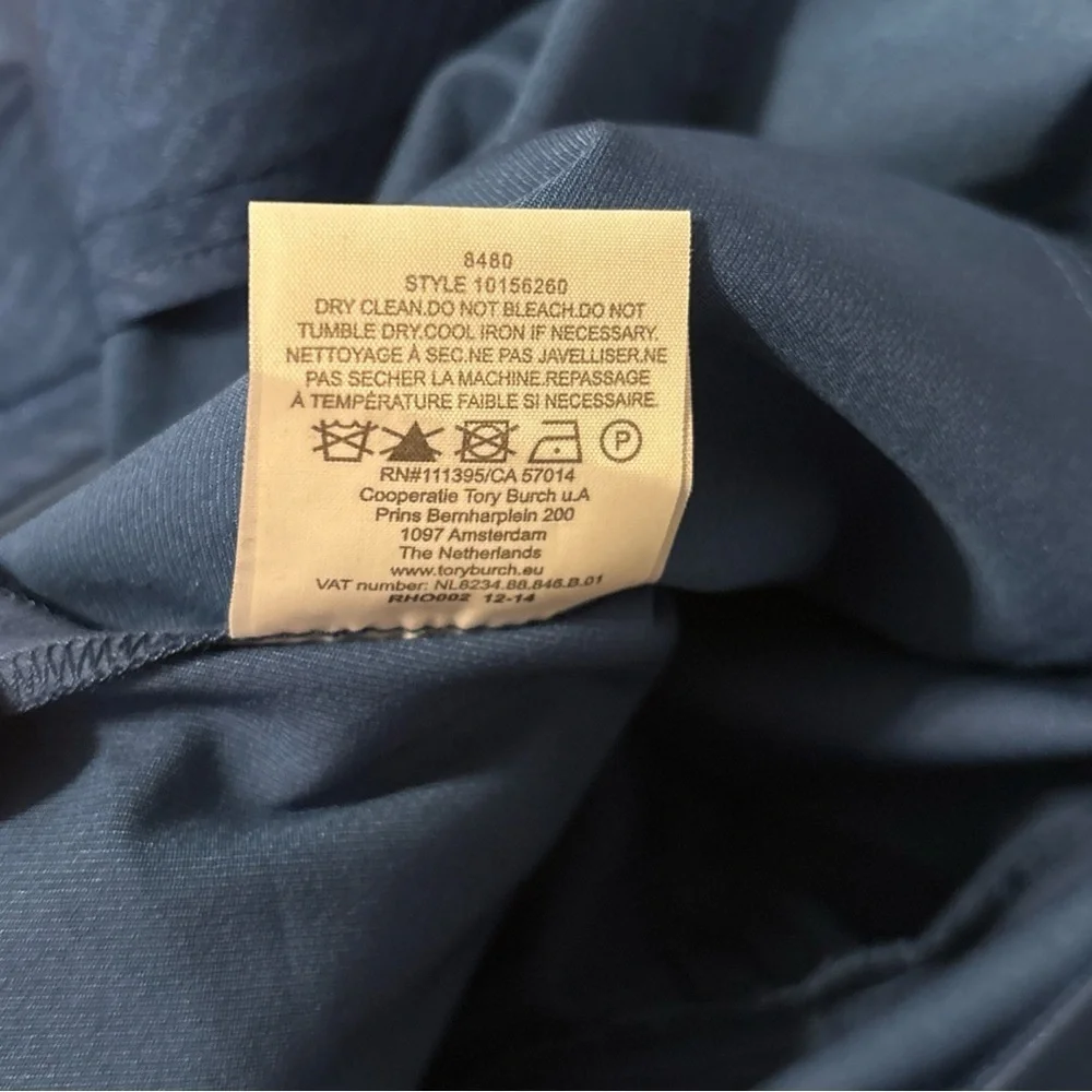 Tory Burch Women’s Seamed Dress Pants Size 12 Royal Blue Stretch Slit Hem  EUC